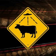 Listing image for CATTLE ABDUCTION AREA / Aluminum UFO Watching Sign - Roswell - Area 51 - Alien