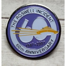 Listing image for Roswell Incident New Mexico NM 60th Anniversary Pin UFO's Aliens Souvenir 2007