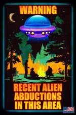 Listing image for ALIEN ABDUCTION AREA 8"x12" ALL WEATHER METAL SIGN UFO MAN CAVE BAR ROSWELL