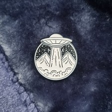 Listing image for Space UFO Black White Minimalist Metal Enamel Pin Badge Collectable | Brand New