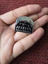 Listing image for Vintage Roswell UFO Visitors Welcome Logo Lapel Pin Black Silver Travel Souvenir