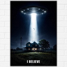 Listing image for I Believe UFO Poster A3 – Alien Abduction Space Sci-Fi Wall Art Print