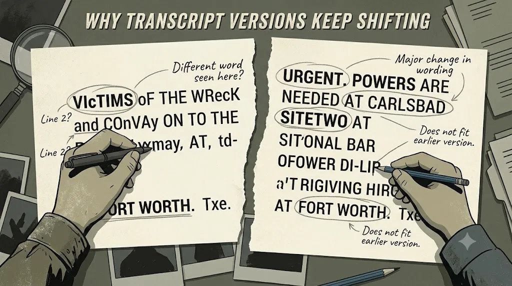 Overview image for Why Transcript Versions Keep Shifting | roswell UFO ramey
